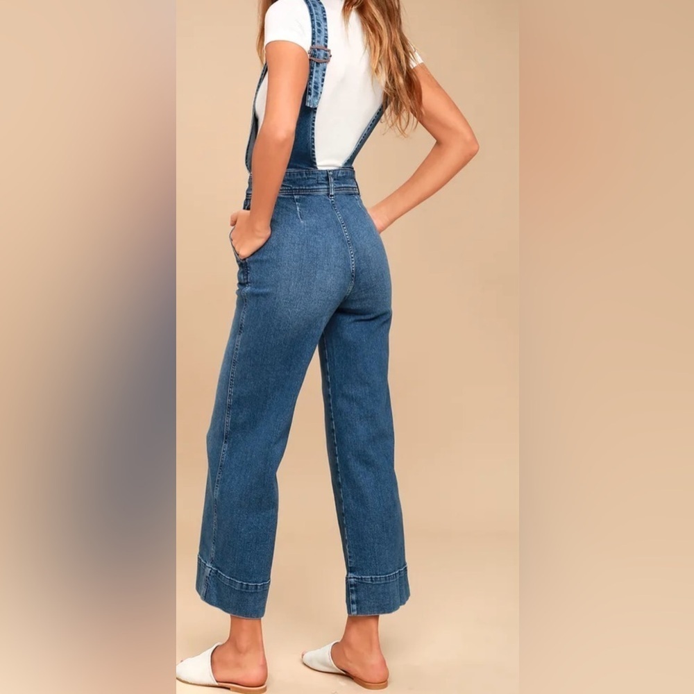 Free People A-Line Medium Wash Overalls Size 0 - Picture 3 of 13